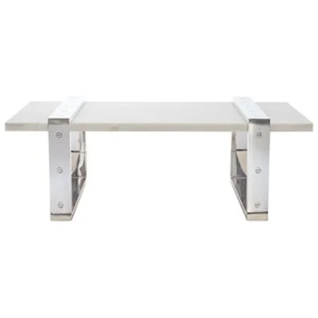 Contemporary Cocktail Table with White Stone Top